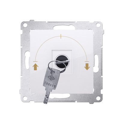 Kontakt Simon 54 Premium Bílý Vypínač žaluzii na klíč 1-běh. 3 poz „I-0-II, 2 spínače N/O vyt. klíče v každé pozici DWZK.01/11