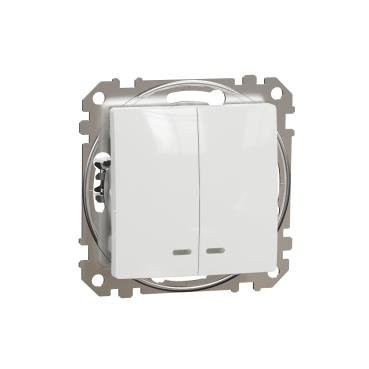 2-obvodový / světelný vypínač / vypínač světla s podsvícením, bílý IP20 SDD111105L Sedna Design Schneider Electric